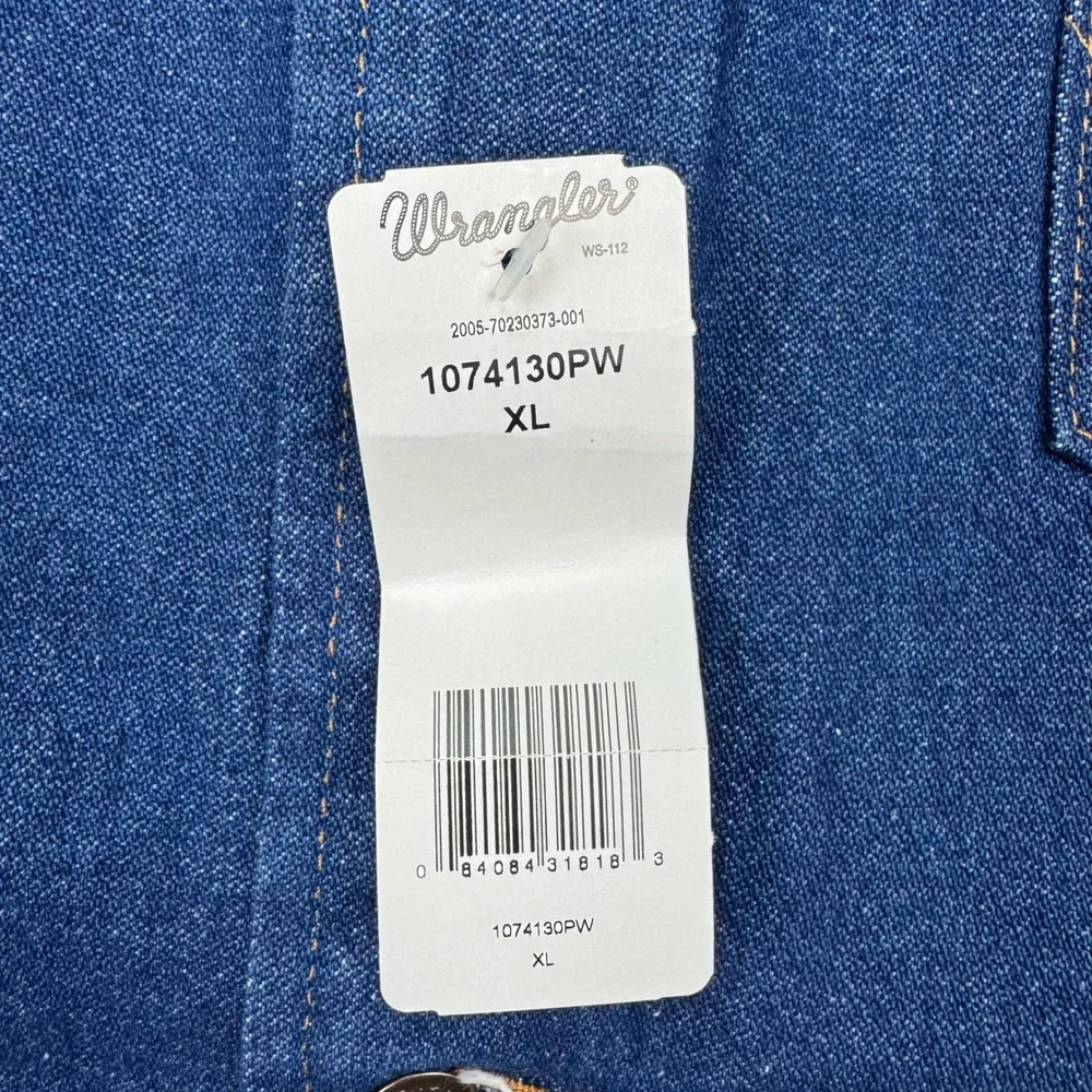 Wrangler Mens Western Denim Vest XL NWT Unlined Blue Jeans Cowboy 1074130PW
